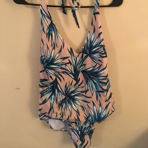 PINK // Palm Tree One-Piece Bathing Suit